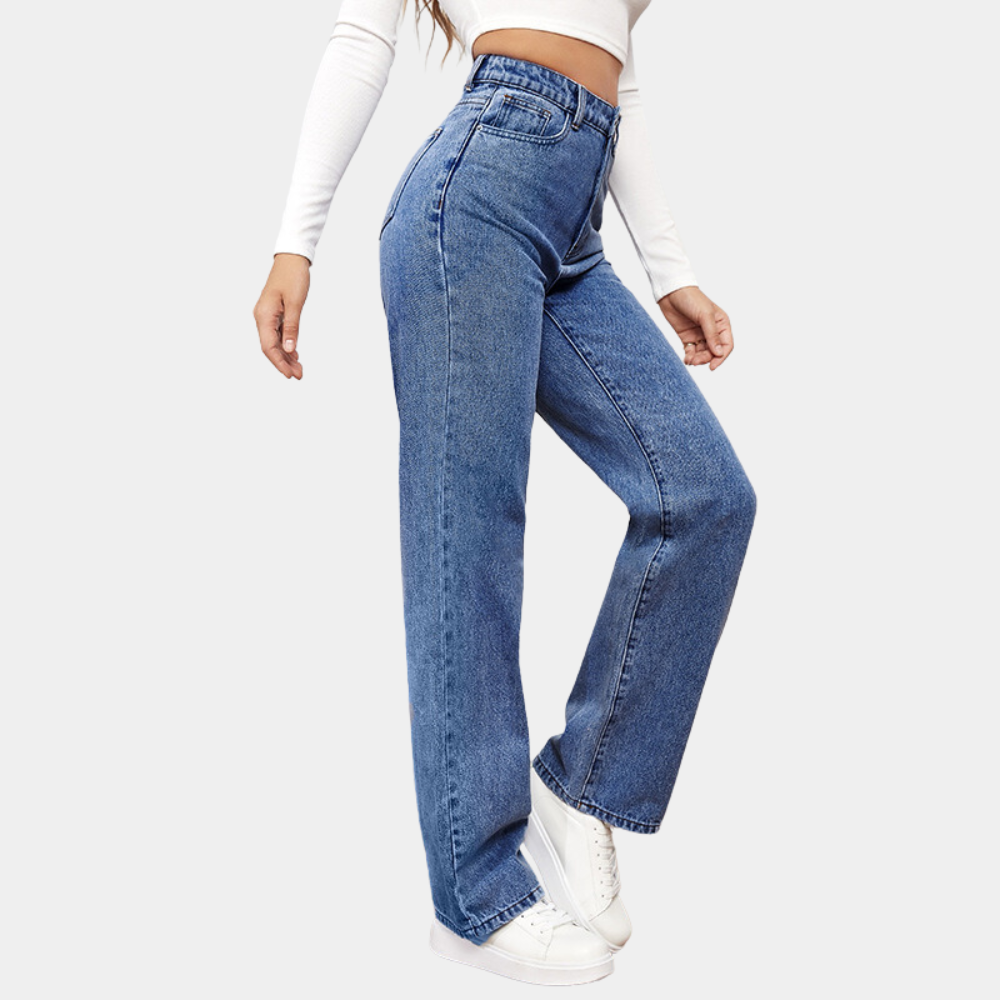 High Waist Baggy Ladies Jeans – Elara