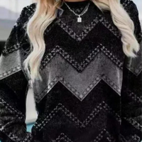 Knitted Women's Sweater with Chevron Pattern – Ylva