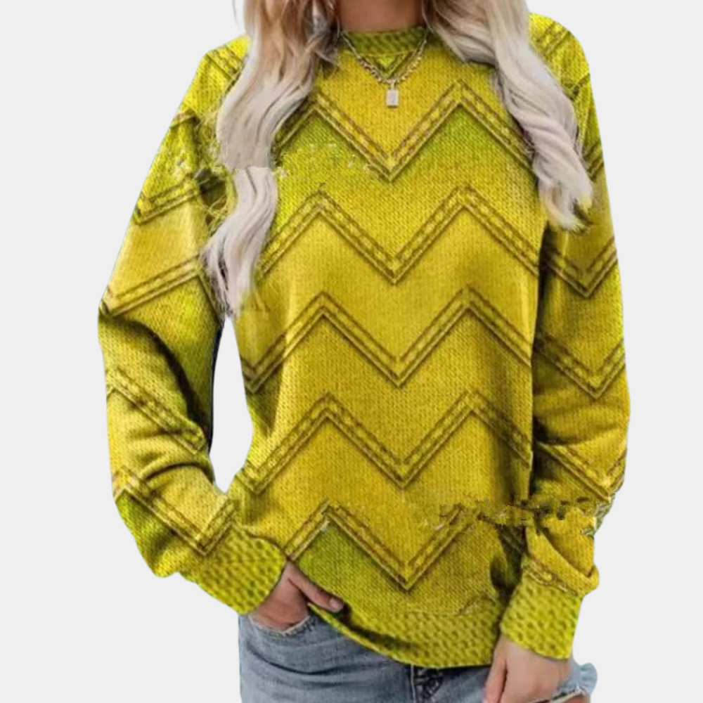 Knitted Women's Sweater with Chevron Pattern – Ylva
