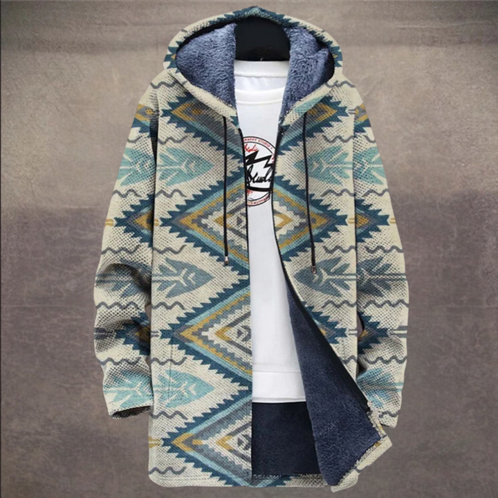 Retro Men's Jacket with Colour Block Print and Hood - Eliano