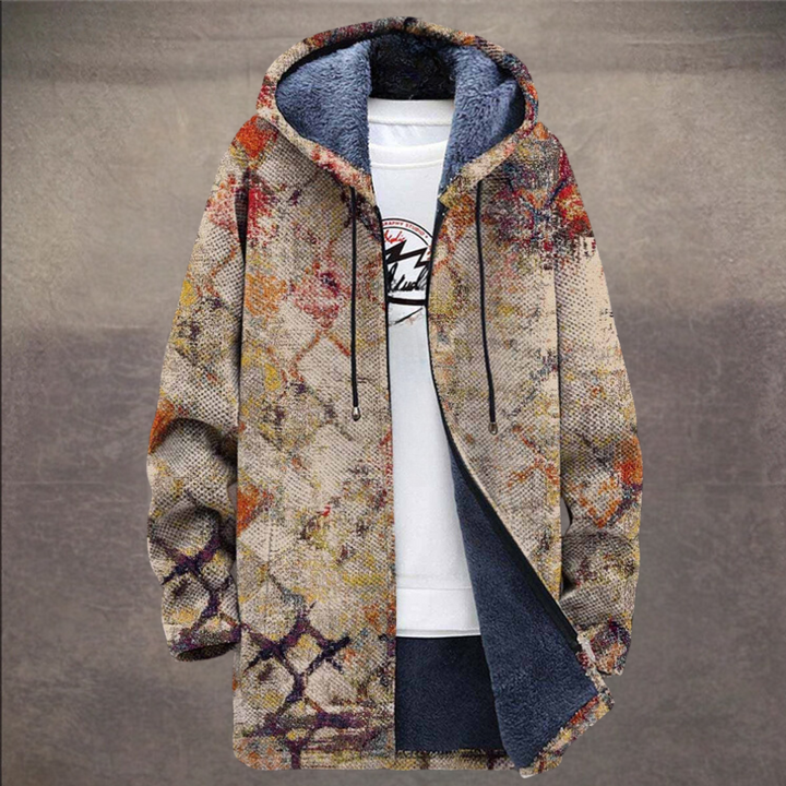 Retro Men's Jacket with Colour Block Print and Hood - Eliano