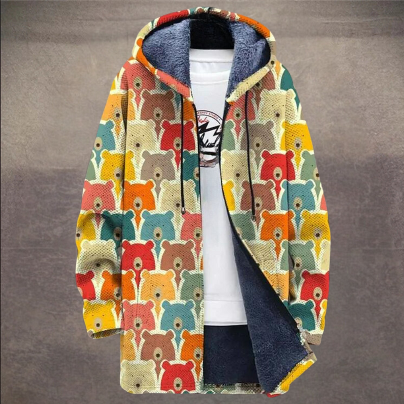 Retro Men's Jacket with Colour Block Print and Hood - Eliano