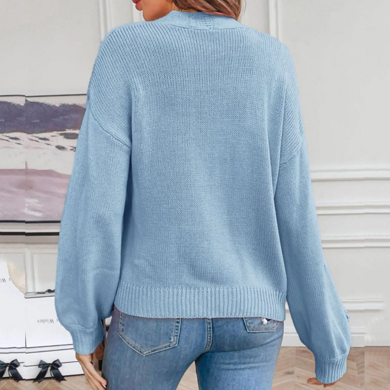 Knitted Women's Cardigan with 3D Flowers – Maribel