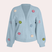 Knitted Women's Cardigan with 3D Flowers – Maribel