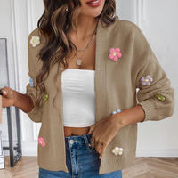 Knitted Women's Cardigan with 3D Flowers – Maribel