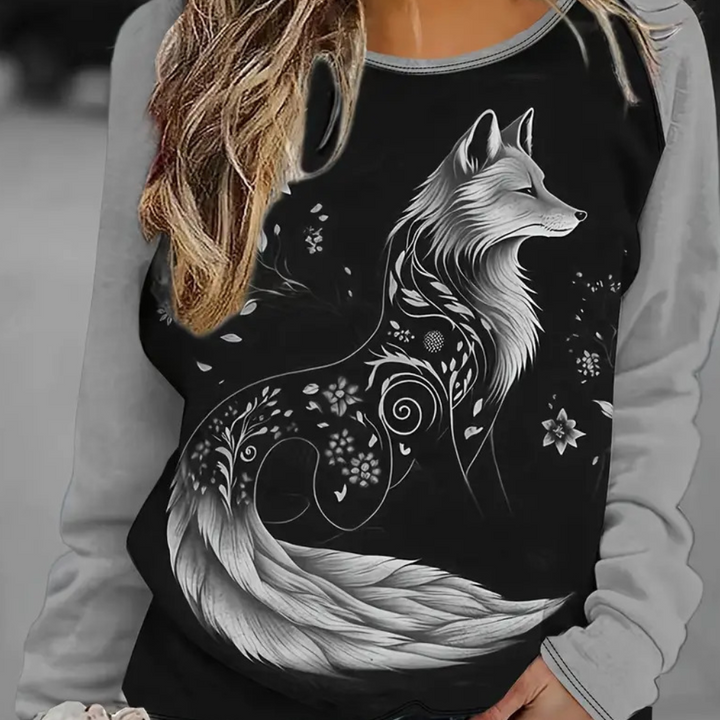 Ladies Sweatshirt with Fox Print – Nora