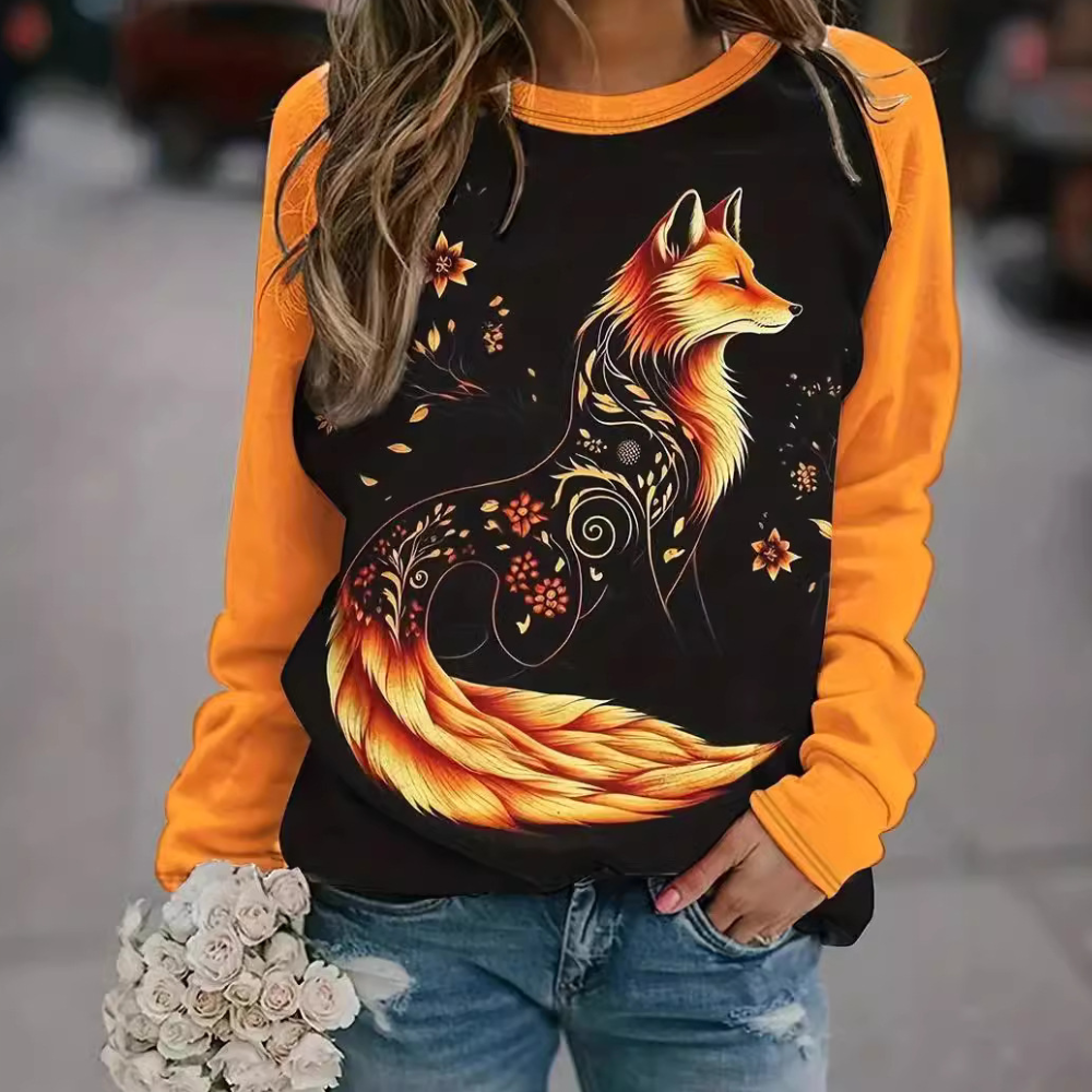 Ladies Sweatshirt with Fox Print – Nora