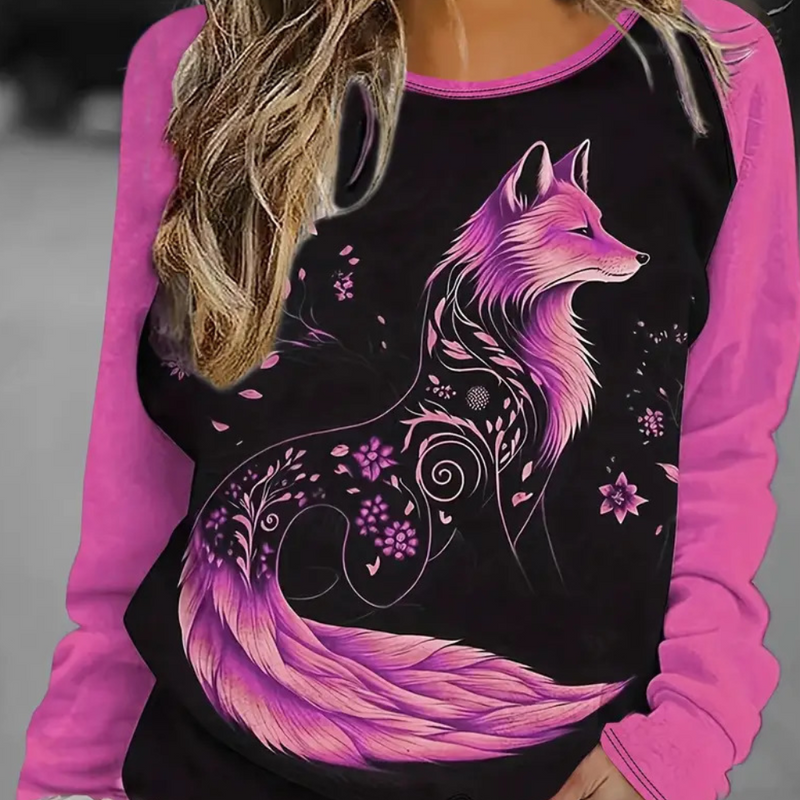 Ladies Sweatshirt with Fox Print – Nora