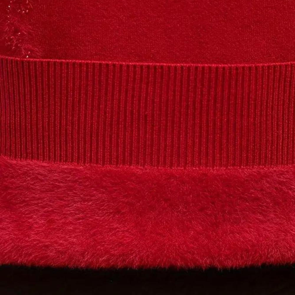 Knitted Ladies' Sweater with Floral Pattern and High Collar – Alfhild