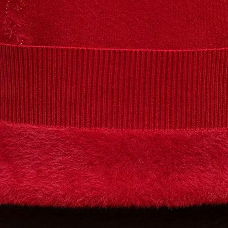 Knitted Ladies' Sweater with Floral Pattern and High Collar – Alfhild