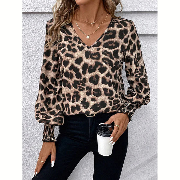 Trendy Ladies' Blouse with Leopard Print – Seraphina