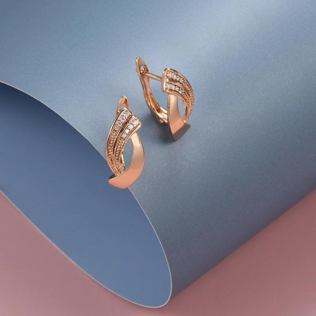 Rose Gold Zirconia Earrings - Sophie