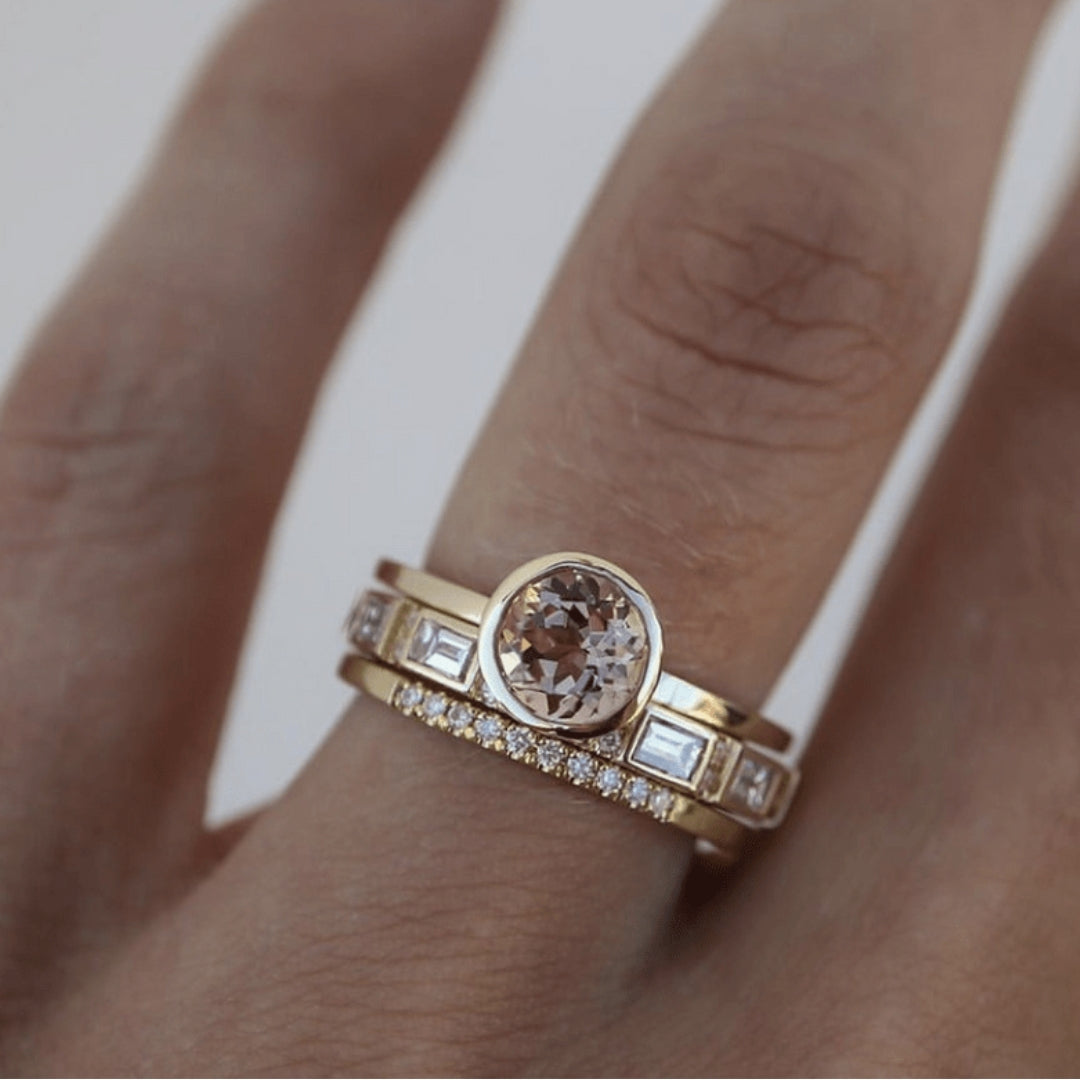 Vintage Gold Ring with Zirconia - Celine