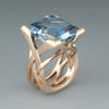 Vintage Rose Gold Ring with Blue Zirconia - Rosalie