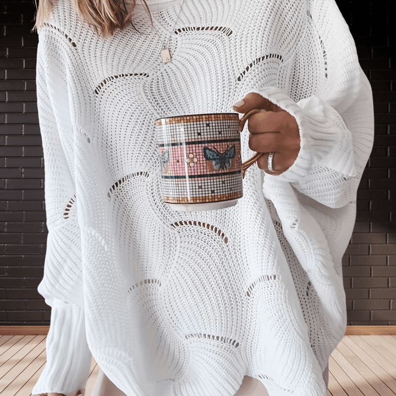 Ladies' autumn jumper made from ribbed fabric with an asymmetric hem – Annelie