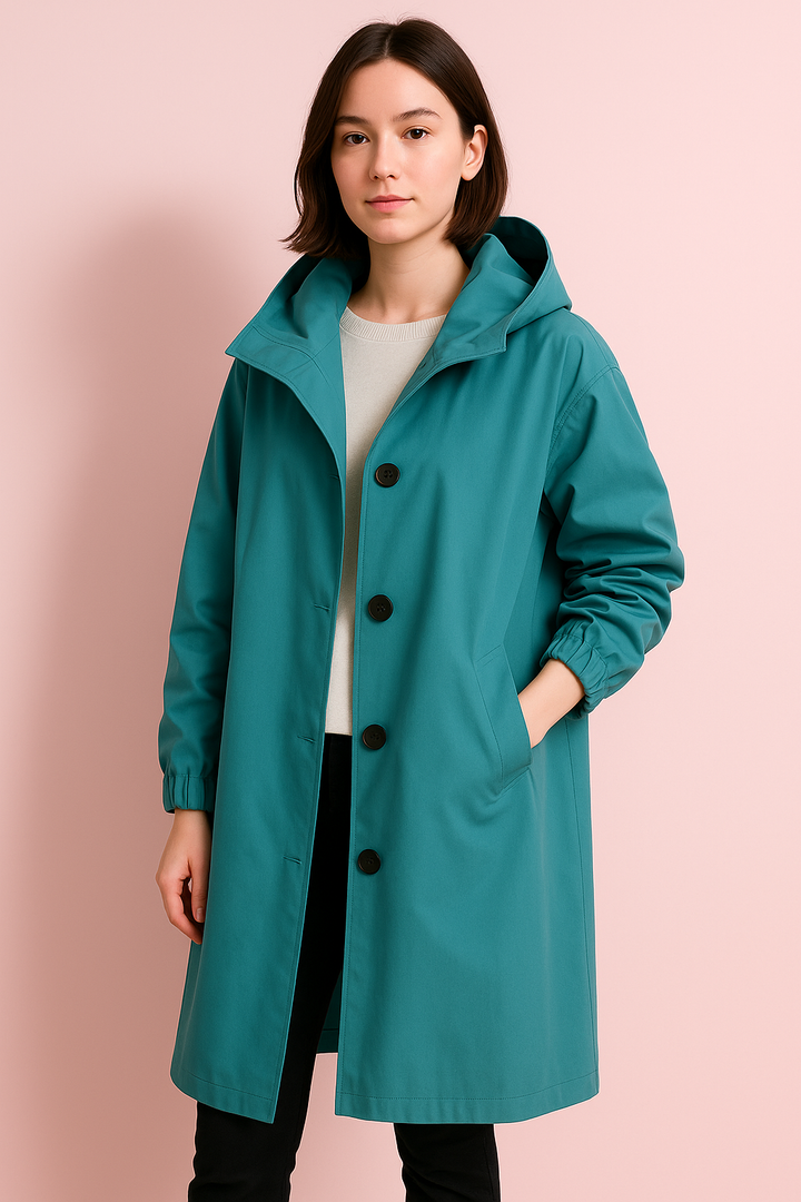 Long ladies' trench coat with hood – Ranya autumn edition