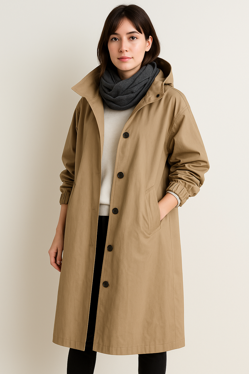 Long ladies' trench coat with hood – Ranya autumn edition