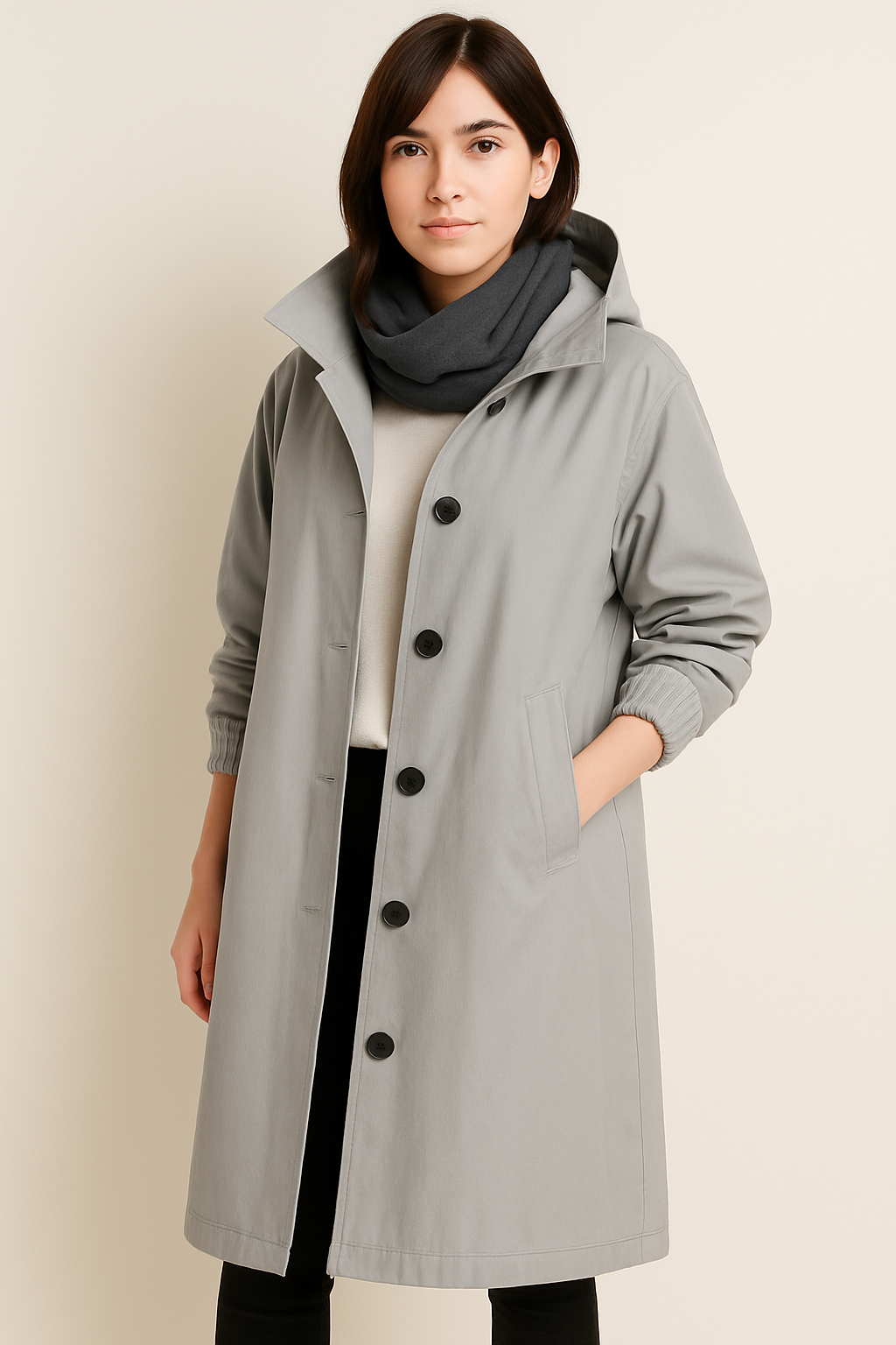Long ladies' trench coat with hood – Ranya autumn edition