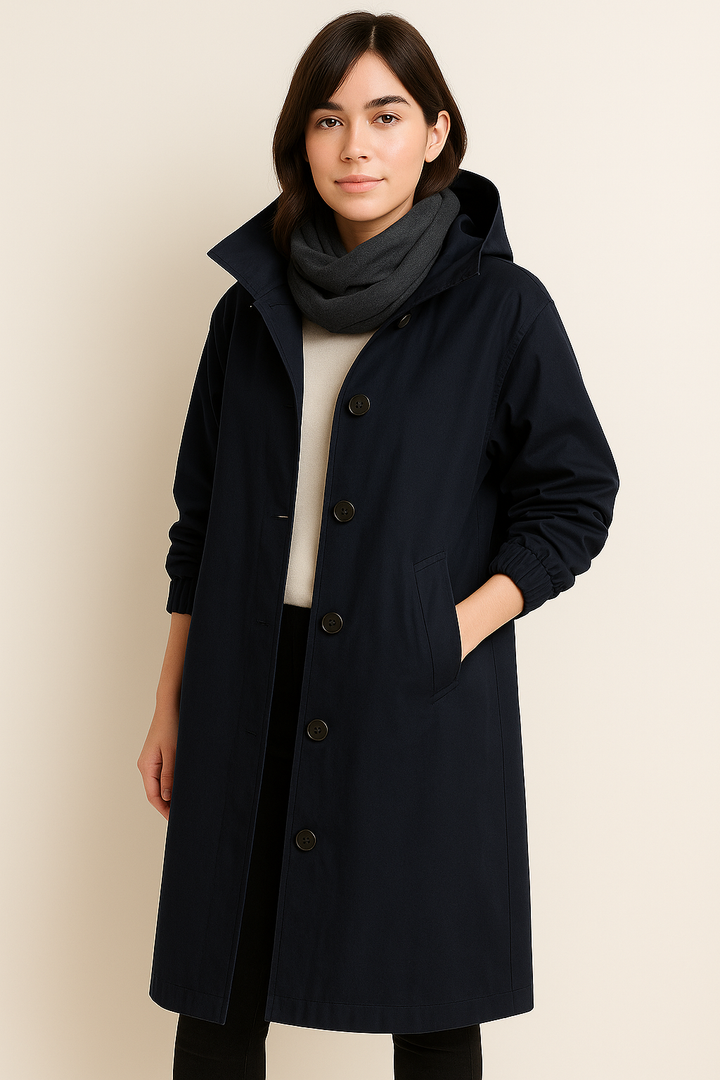 Long ladies' trench coat with hood – Ranya autumn edition