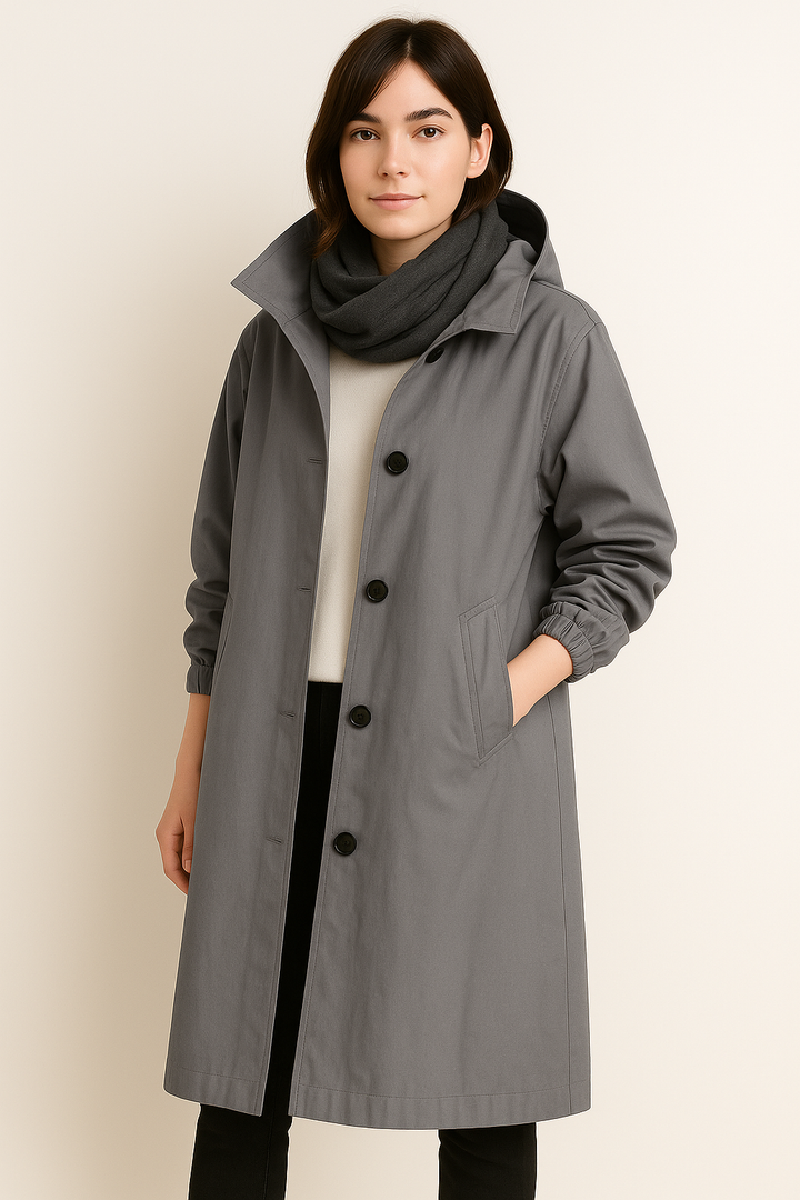 Long ladies' trench coat with hood – Ranya autumn edition