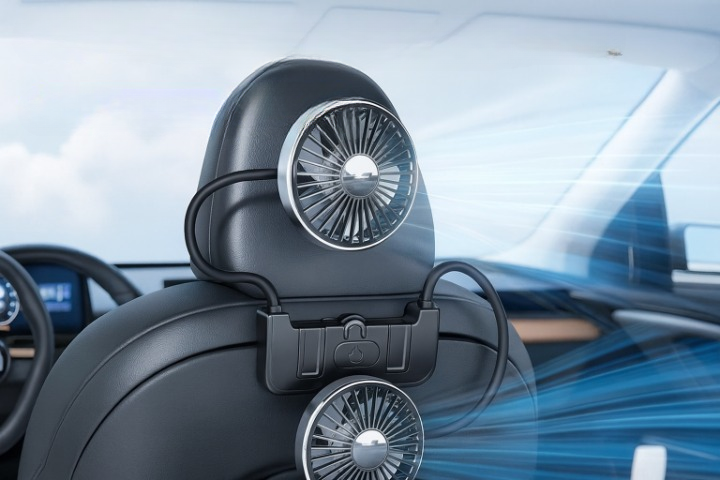 Dual-Head Rear Seat Fan – Eary – (USB-C Rechargeable)