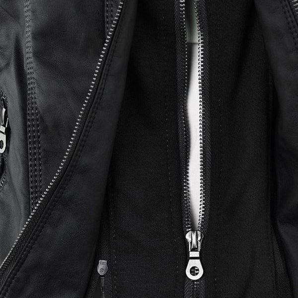 Double-Lined Leather Jacket With Hood | Warm & Stylish Women's Coat
