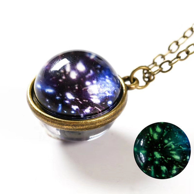 Luminous Glass Orb Pendant Necklace with Stainless Steel Chain