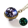 Luminous Glass Orb Pendant Necklace with Stainless Steel Chain