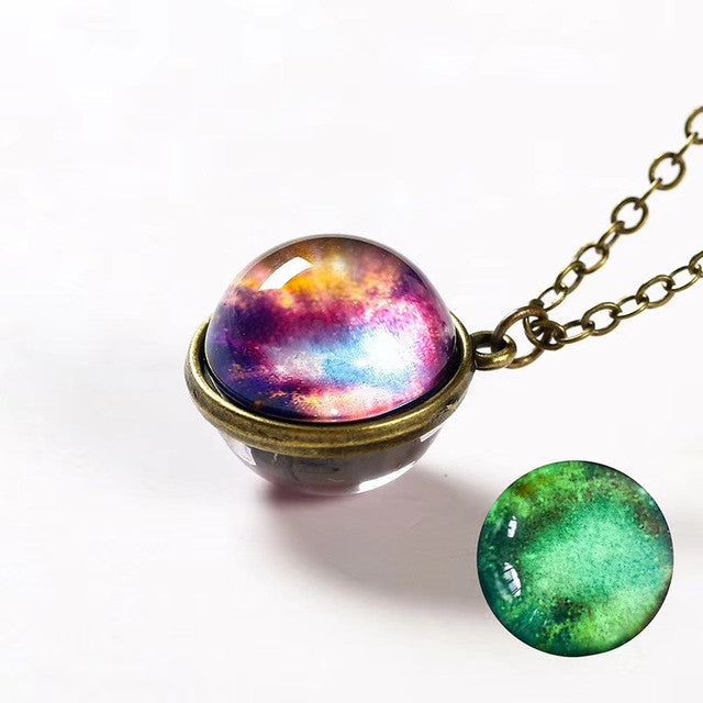 Luminous Glass Orb Pendant Necklace with Stainless Steel Chain