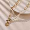 Golden Heart Necklace with Pearl Accents – Veerle