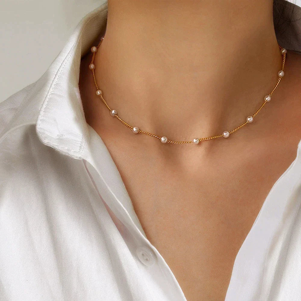 Golden Pearl Necklace - Marilena