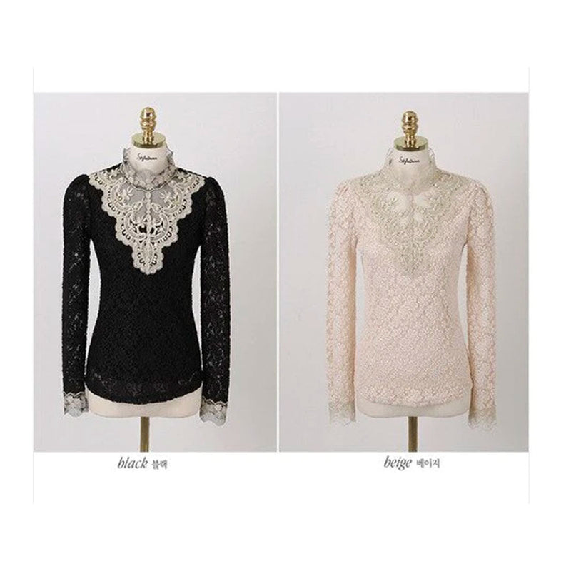 Ladies' blouse with autumnal embroidered lace – Elisabeth