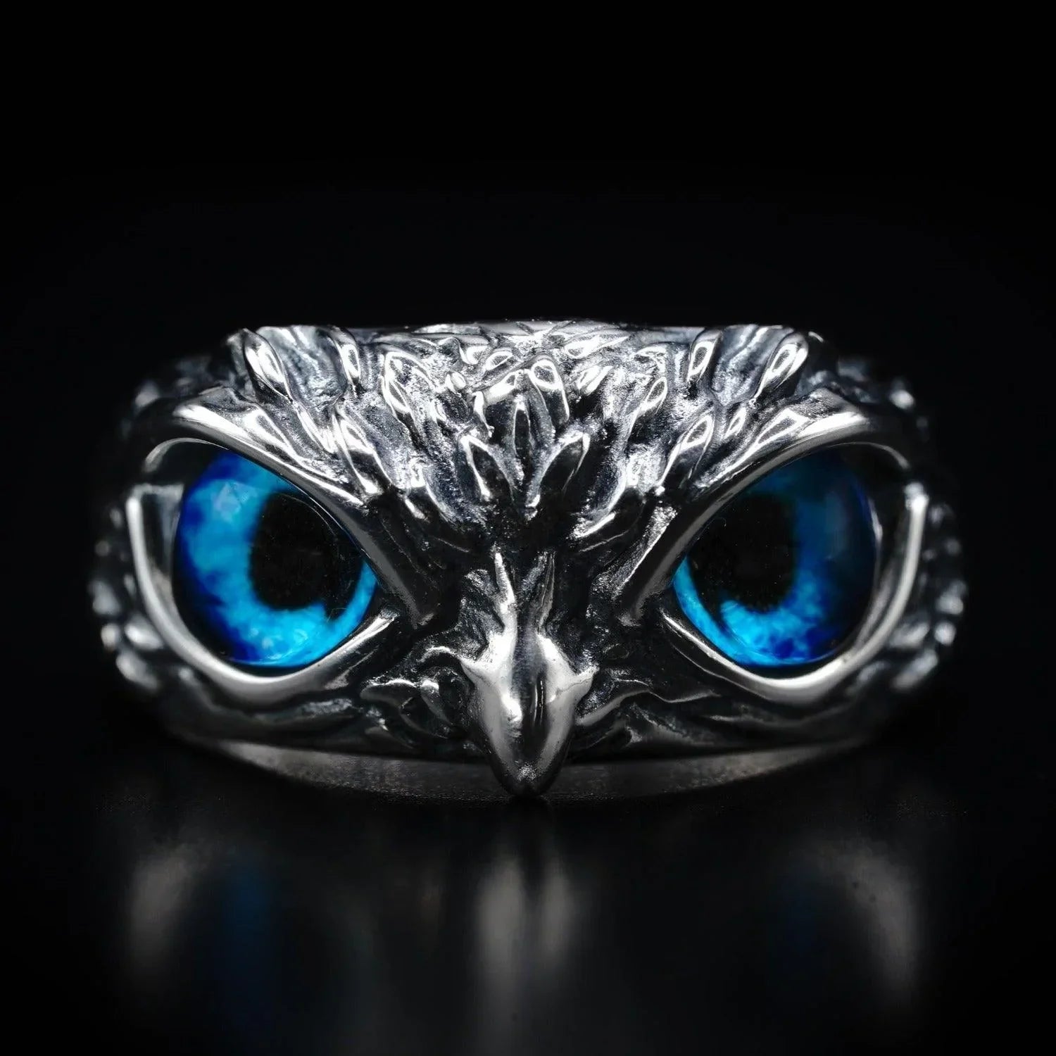 Silver Owl Eye Ring | Unique Animal Design | Adjustable