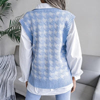 Ladies Checked Knitted Waistcoat Top - Yara