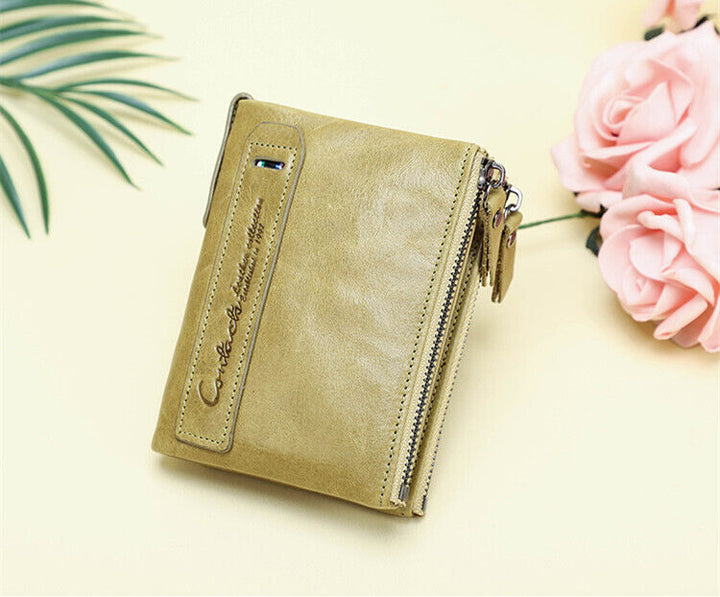 Double-Zip Compact Wallet – Practical Elegance in Soft Leather
