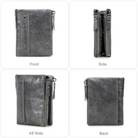 Double-Zip Compact Wallet – Practical Elegance in Soft Leather