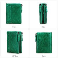 Double-Zip Compact Wallet – Practical Elegance in Soft Leather