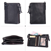 Double-Zip Compact Wallet – Practical Elegance in Soft Leather