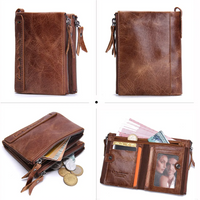Double-Zip Compact Wallet – Practical Elegance in Soft Leather