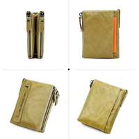 Double-Zip Compact Wallet – Practical Elegance in Soft Leather