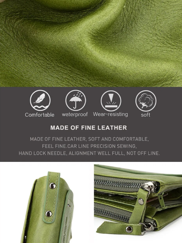 Double-Zip Compact Wallet – Practical Elegance in Soft Leather