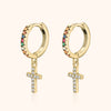 Aurora Coloured Zirconia Cross Earrings