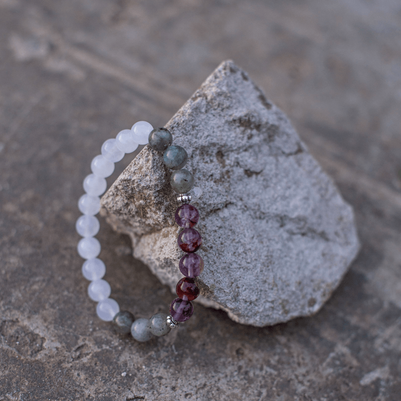 Labradorite, Jade, and Amethyst Mala - Seraphine