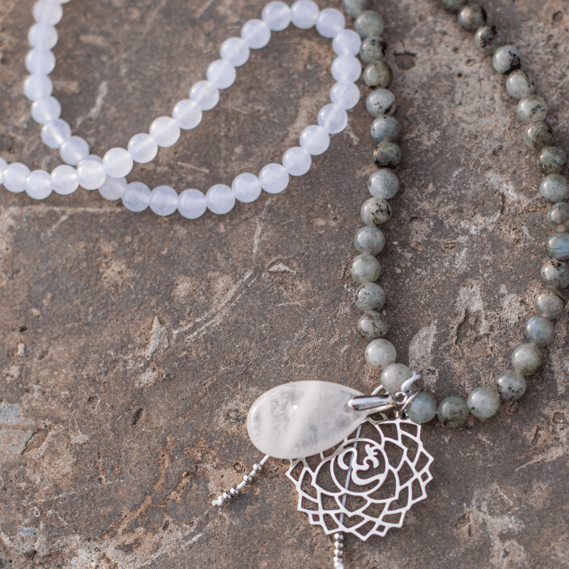 Labradorite, Jade, and Amethyst Mala - Seraphine