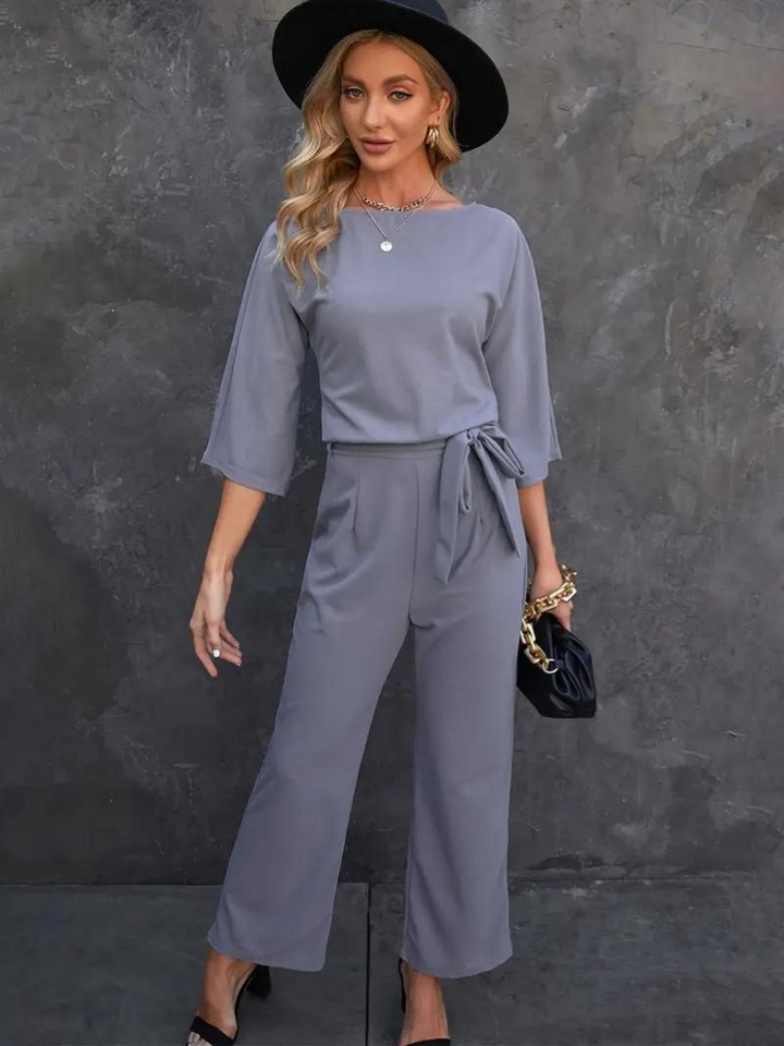 Ladies' jumpsuit with tie belt – Selina Autumn edition
