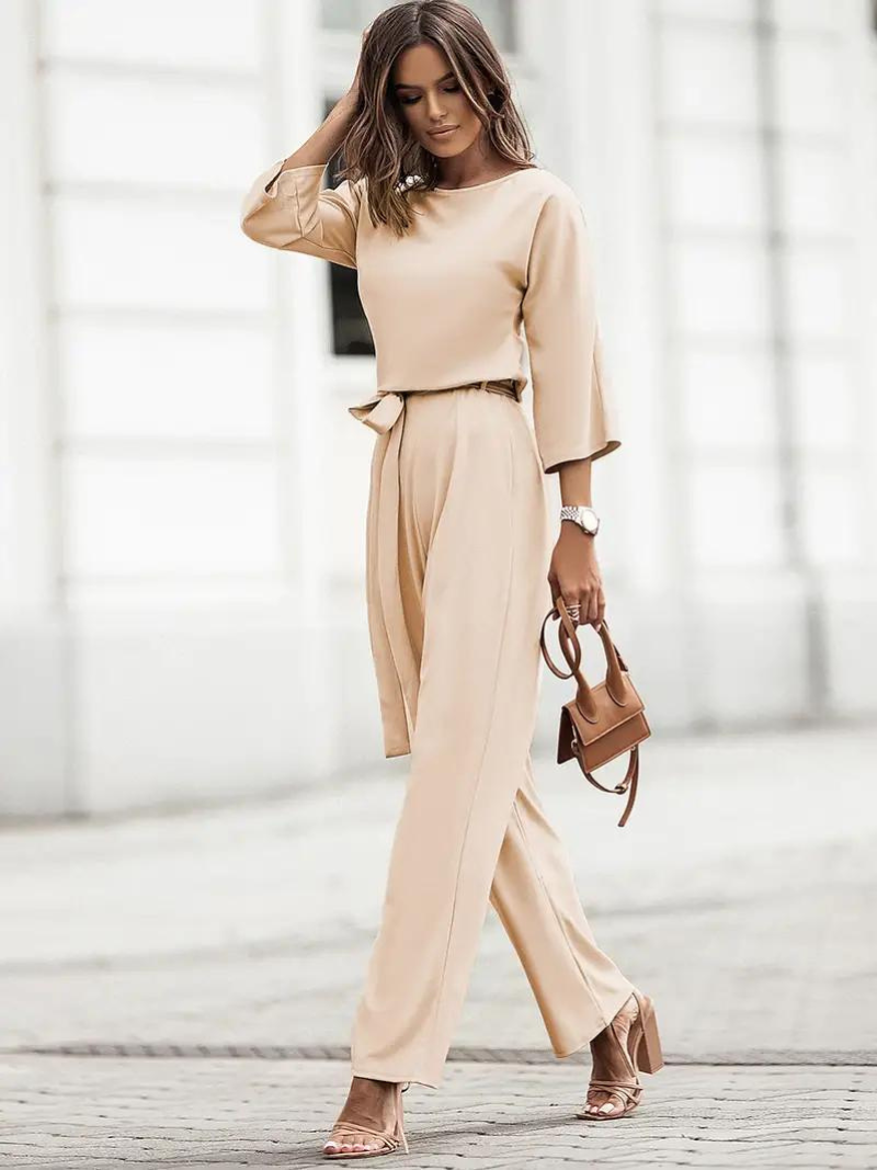 Ladies' jumpsuit with tie belt – Selina Autumn edition