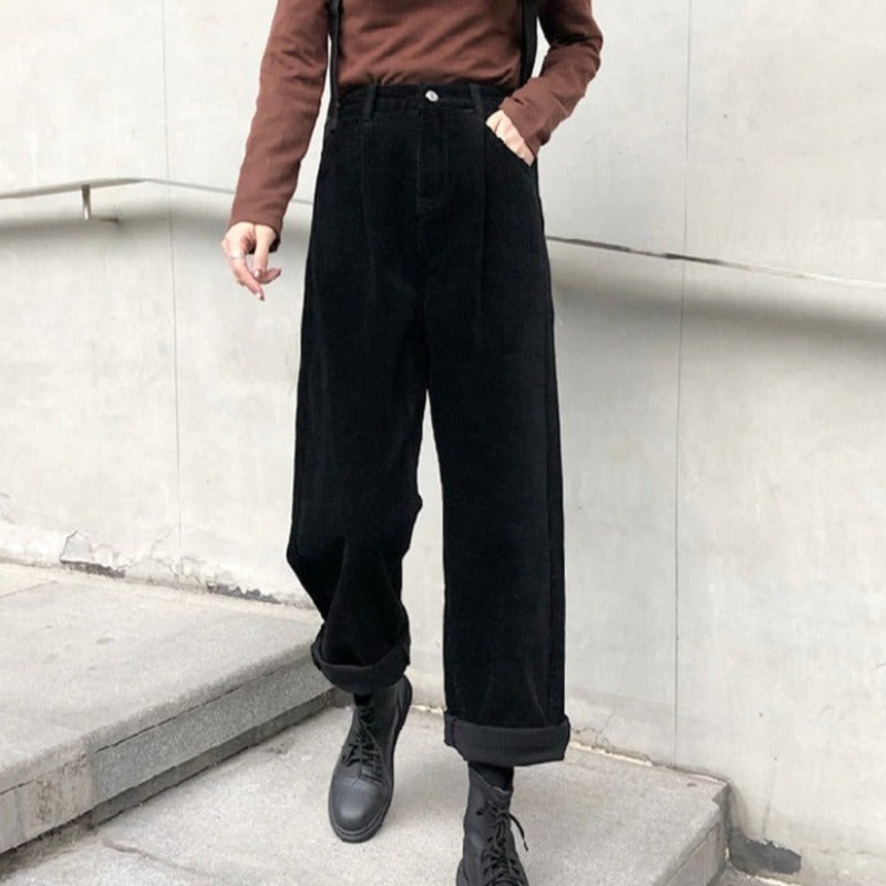 Ladies' corduroy trousers with wide leg – Emily Autumn Edition