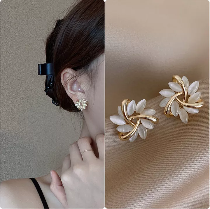 Elegant Opal Flower Petal Earrings | Sophisticated and Stylish