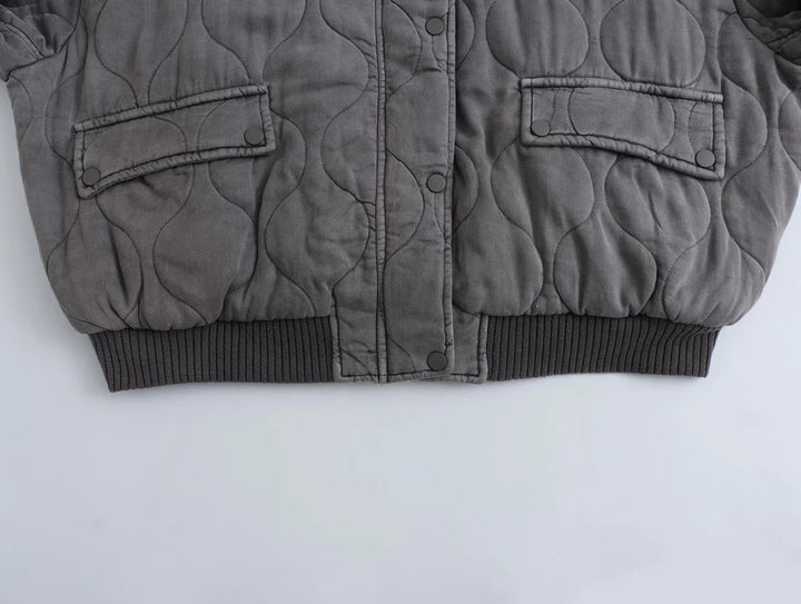 Women's Oversized Grey Bomber Jacket - Alexa