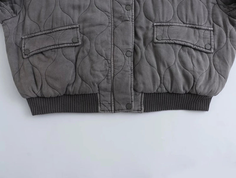 Women's Oversized Grey Bomber Jacket - Alexa